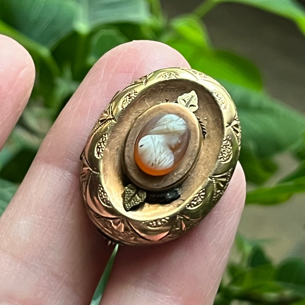 Antique Gold-Filled Etruscan Cameo Locket